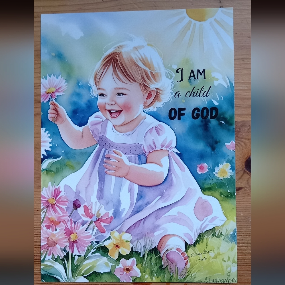 Child of God Christian Uplifting Art Print Decoration For Nursery Room, Card